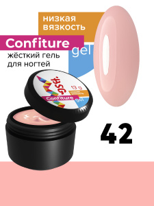 BSG Жёсткий гель для наращивания Confiture №42 НИЗКАЯ ВЯЗКОСТЬ - Бежево-персиковый,плотный (13 г)