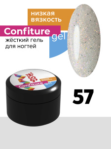 BSG Жёсткий гель для наращивания Confiture №57 НИЗКАЯ ВЯЗКОСТЬ - Молочный с ярким шиммером (13 г)