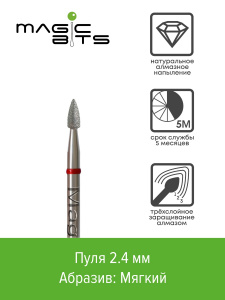 Алмазная пуля 2.4мм (абразивность:мягкая) Артикул:НаПулК24