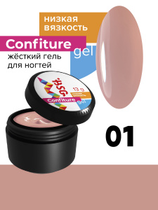 BSG Жёсткий гель для наращивания Confiture №01 НИЗКАЯ ВЯЗКОСТЬ - Розовый камуфляж (13 г)
