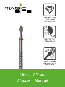 Алмазная почка 2.2мм (абразивность:мягкая) Артикул:НаПочК22