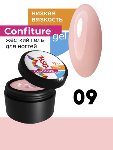 BSG Жёсткий гель для наращивания Confiture №09 НИЗКАЯ ВЯЗКОСТЬ -Прозрачно Розовый жемчуг (13 г)