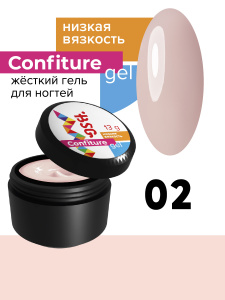 BSG Жёсткий гель для наращивания Confiture №02 НИЗКАЯ ВЯЗКОСТЬ-Натурально-розовый,полупрозрач (13 г)