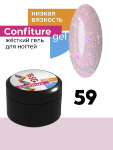 BSG Жёсткий гель для наращивания Confiture №59 НИЗКАЯ ВЯЗКОСТЬ-Полупр-й розовый с кристаллами (13 г)