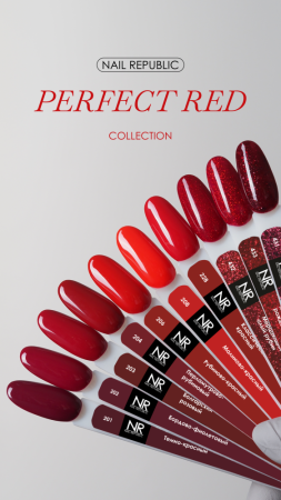 NR-204 Perfect red гель-лак, Перламутрово-рубиновый (10 мл)