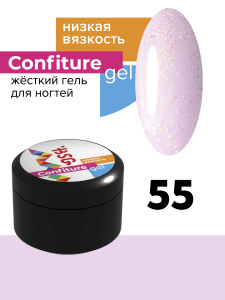 BSG Жёсткий гель для наращивания Confiture №55 НИЗКАЯ ВЯЗКОСТЬ - Светлый розовый с шиммером (13 г)