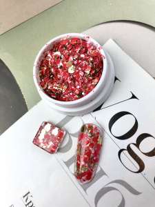 1203 IBDI Глиттер Confetty Mix Red 